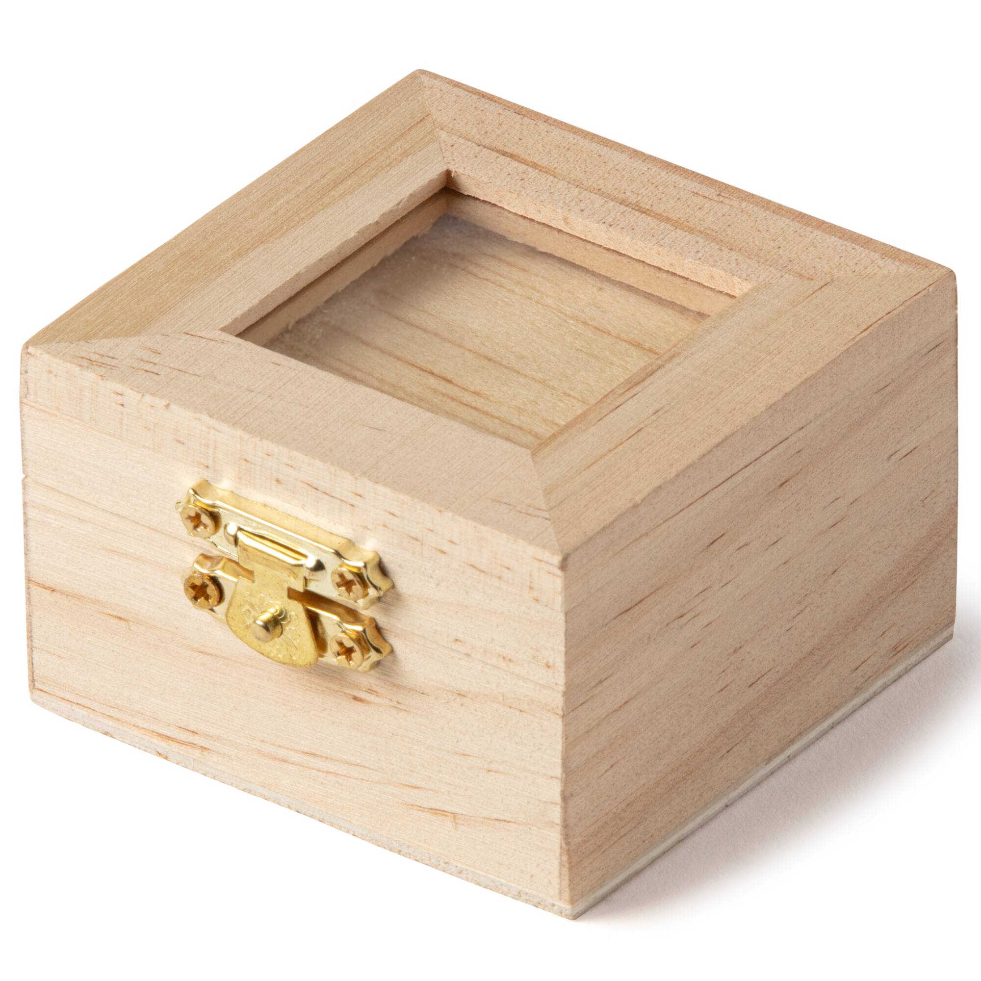 8 Pack: Mini Wood Box with Window Lid by Make Market®